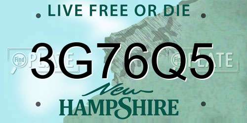 3G76Q5 New Hampshire License Plate