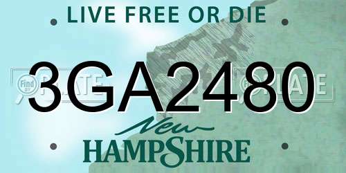 3GA2480 New Hampshire License Plate