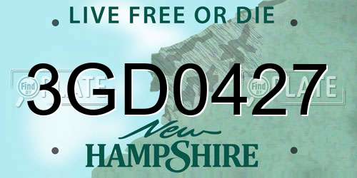 3GD0427 New Hampshire License Plate