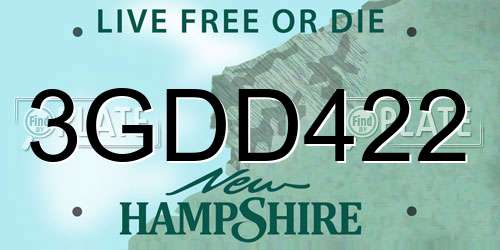 3GDD422 New Hampshire License Plate