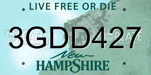 3GDD427 New Hampshire License Plate