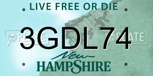 3GDL74 New Hampshire License Plate