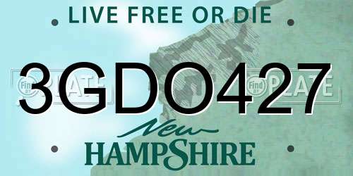 3GDO427 New Hampshire License Plate