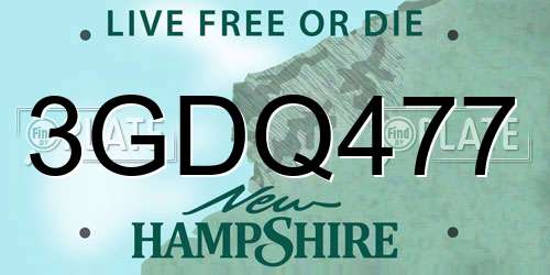 3GDQ477 New Hampshire License Plate