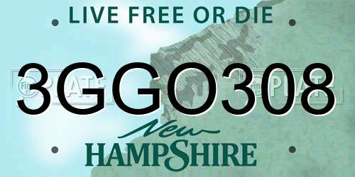 3GGO308 New Hampshire License Plate