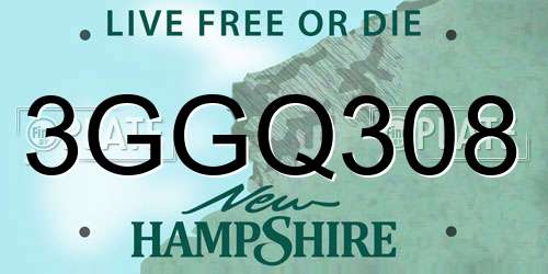3GGQ308 New Hampshire License Plate