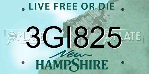 3GI825 New Hampshire License Plate