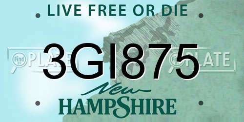 3GI875 New Hampshire License Plate