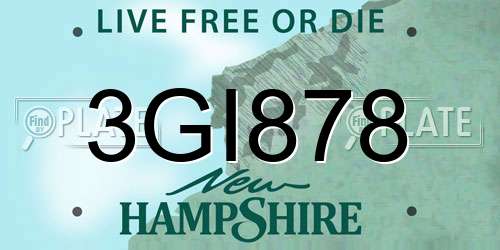 3GI878 New Hampshire License Plate