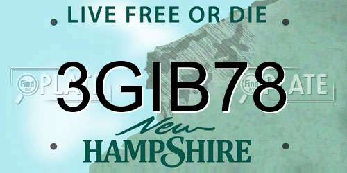 3GIB78 New Hampshire License Plate