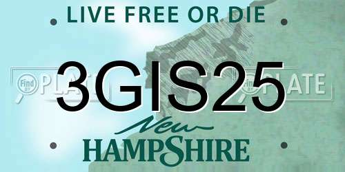 3GIS25 New Hampshire License Plate