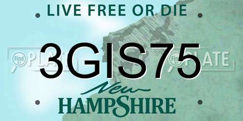 3GIS75 New Hampshire License Plate
