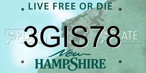 3GIS78 New Hampshire License Plate