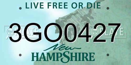 3GO0427 New Hampshire License Plate