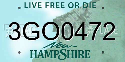 3GO0472 New Hampshire License Plate