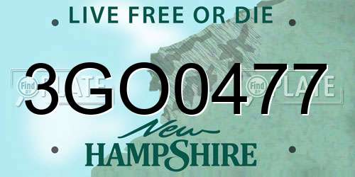 3GO0477 New Hampshire License Plate