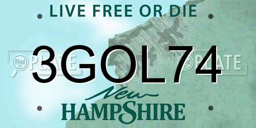 3GOL74 New Hampshire License Plate