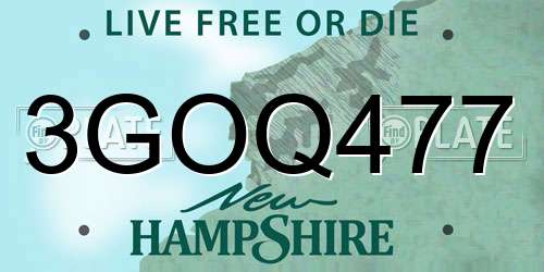 3GOQ477 New Hampshire License Plate