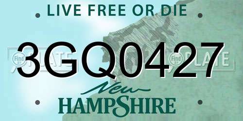 3GQ0427 New Hampshire License Plate
