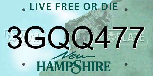 3GQQ477 New Hampshire License Plate