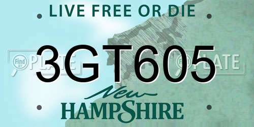 3GT605 New Hampshire License Plate