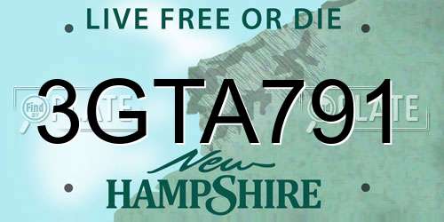 3GTA791 New Hampshire License Plate
