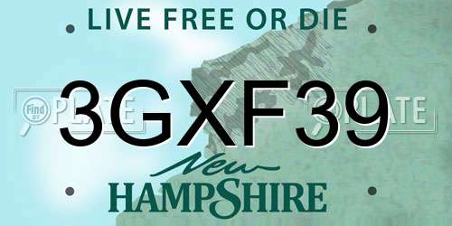 3GXF39 New Hampshire License Plate