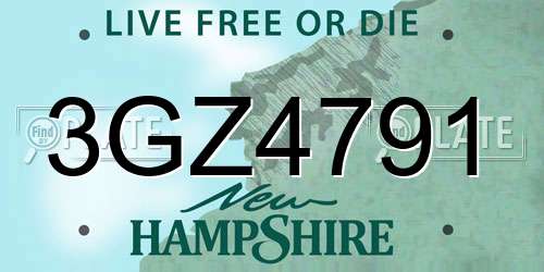 3GZ4791 New Hampshire License Plate