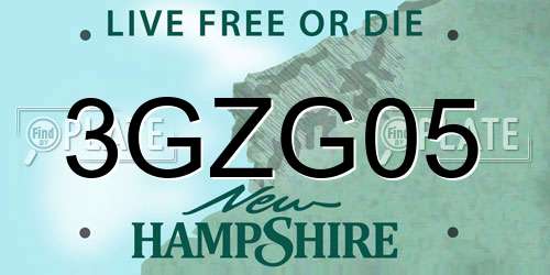 3GZG05 New Hampshire License Plate