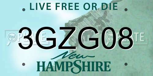 3GZG08 New Hampshire License Plate