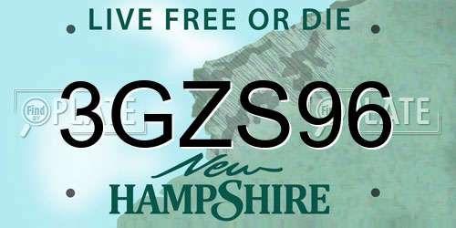 3GZS96 New Hampshire License Plate