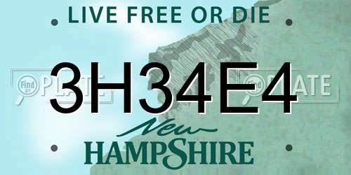 3H34E4 New Hampshire License Plate