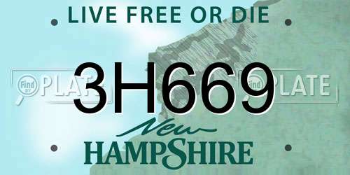 3H669 New Hampshire License Plate