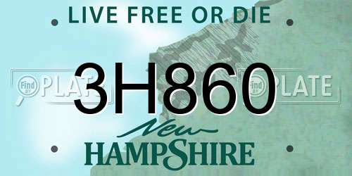 3H860 New Hampshire License Plate