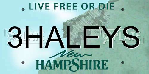 3HALEYS New Hampshire License Plate