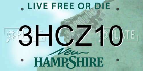 3HCZ10 New Hampshire License Plate