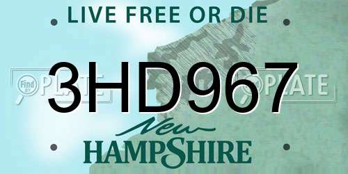 3HD967 New Hampshire License Plate