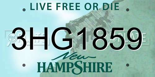 3HG1859 New Hampshire License Plate