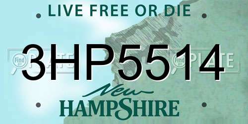3HP5514 New Hampshire License Plate
