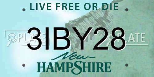 3IBY28 New Hampshire License Plate