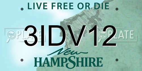 3IDV12 New Hampshire License Plate