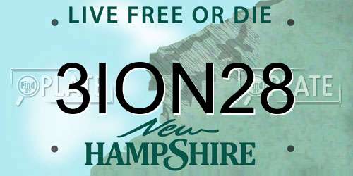 3ION28 New Hampshire License Plate