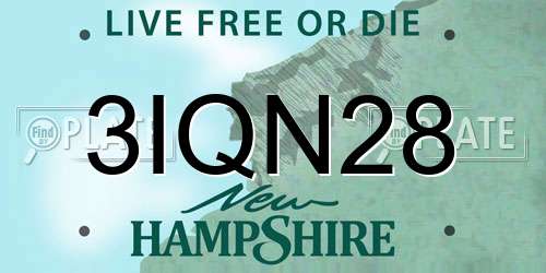3IQN28 New Hampshire License Plate
