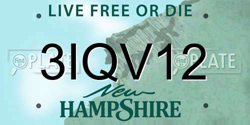 3IQV12 New Hampshire License Plate
