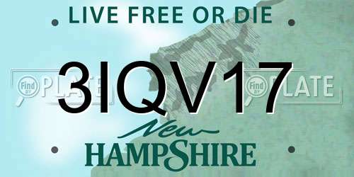 3IQV17 New Hampshire License Plate
