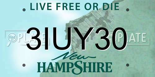 3IUY30 New Hampshire License Plate
