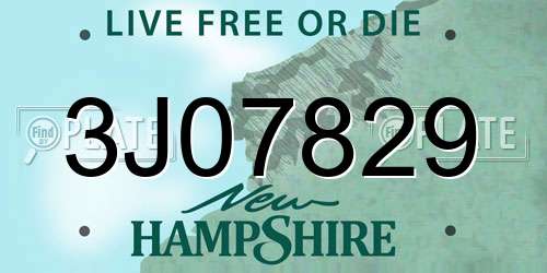 3J07829 New Hampshire License Plate