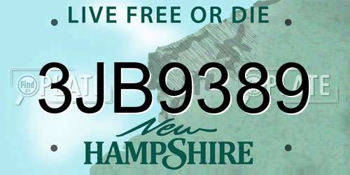 3JB9389 New Hampshire License Plate