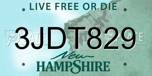 3JDT829 New Hampshire License Plate