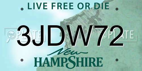 3JDW72 New Hampshire License Plate